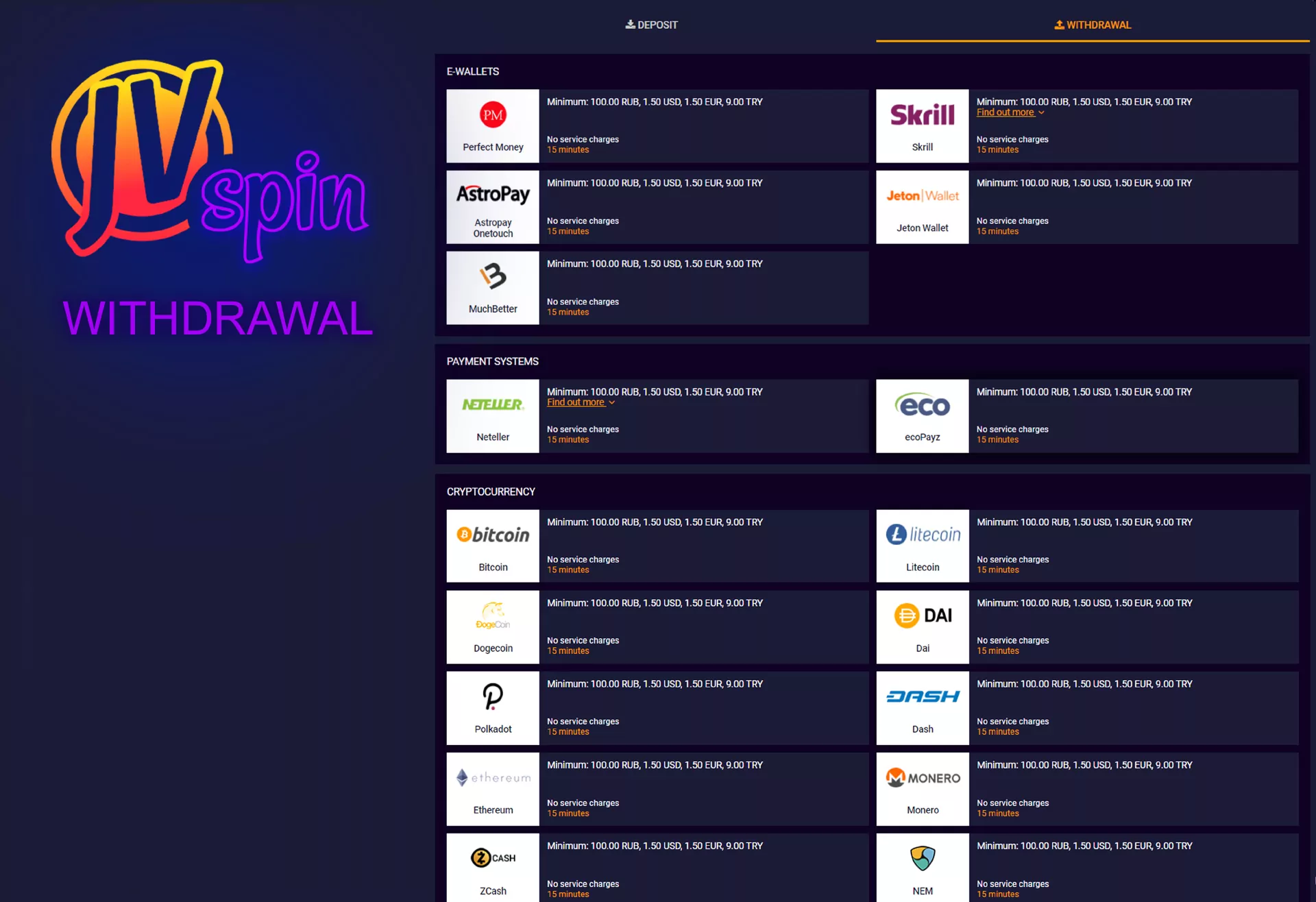 JVSpin Bet Casino регистрация на официальном сайте.