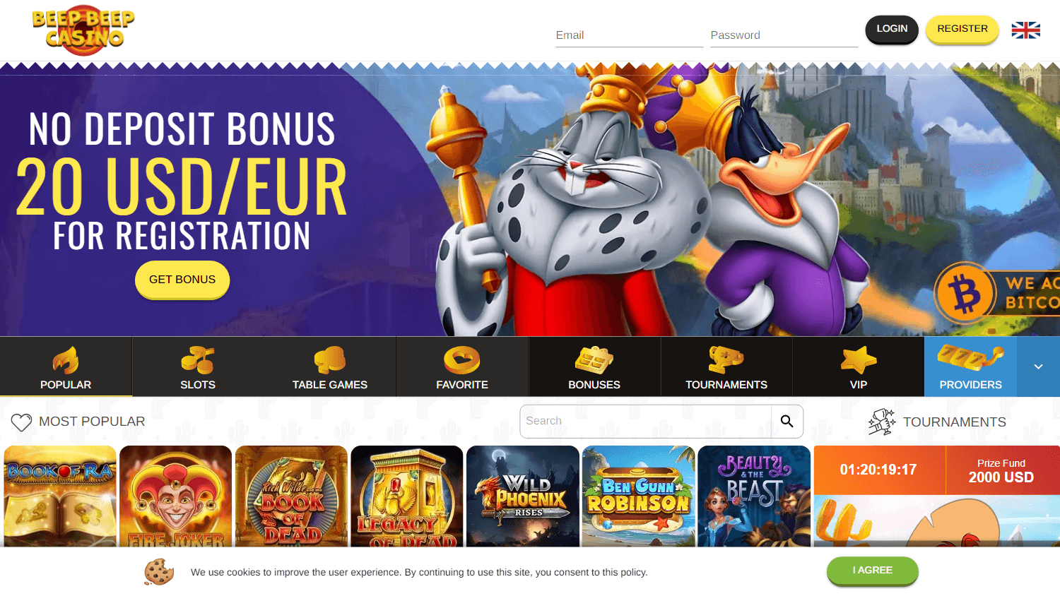 Бездепозитный бонус в Beep Beep Casino