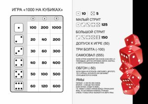 Игра в кости «1000» правила + видео