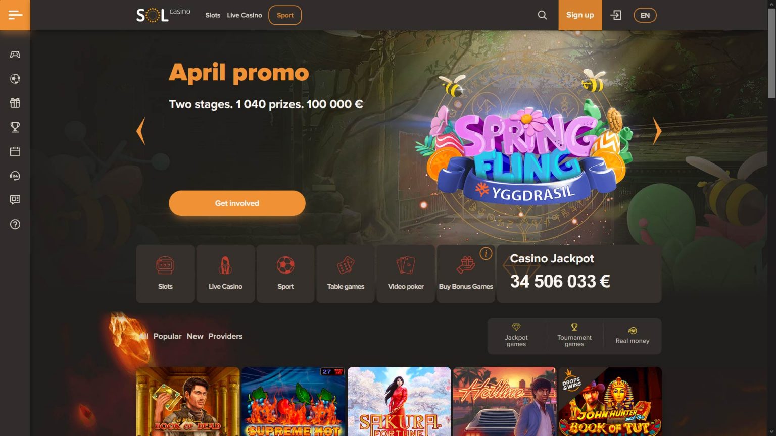 Sol Casino Сол Казино - официальнный сайт, вход и регистрация
