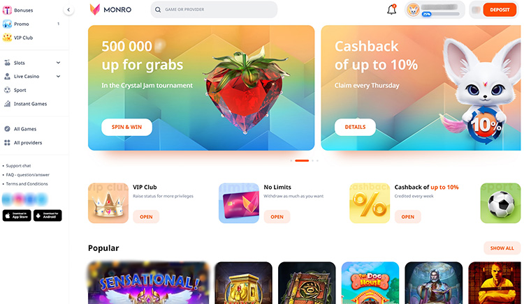 Бонусы и промокоды Monro Casino