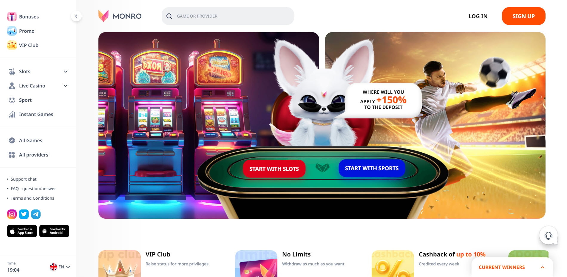 Играть онлайн в Monro Casino на официальном сайте