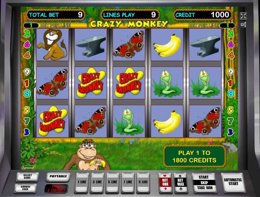 Игровой автомат Обезьянки Crazy Monkey играть бесплатно
